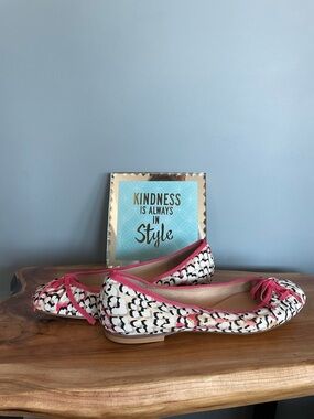 Longchamp Patterned Ballet Flats in Pink and Black